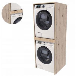 Armoire Lave-Linge et S&egrave;che-Linge - Pratique - 66x183,6x69,6 cm - Blanc