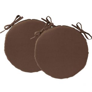 Lot de 2 galettes rondes unies pour ext&eacute;rieur - marron taupe