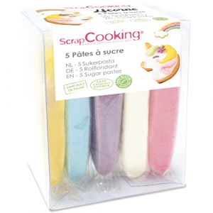 Scrapcooking Pâtes à sucre - Coloris Licorne - 5 x 80 g