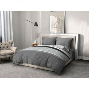 Diffus Parure de Couette Microfibre couleurs - Gris, mati&egrave;re - microfibre, tailles - 240 x 260 cm - Gris