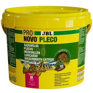JBL PRONOVO PLECO WAFER, Comprimés Alimentaires avec part de Bois pour Locaridés Herbivores de 1-20 cm, Aliment pour Poissons, taille M, 5,5 L