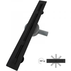 SIMI Caniveau de douche italienne slim noir L.80 cm siphon 360&deg;, drainage 36l/min, hauteur r&eacute;glable