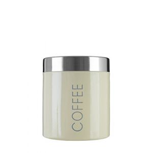 Premier housewares 0508682 BOÎTE À CAFÉ EN ÉMAIL CRÈME ET COUVERCLES EN ACIER INOXYDABLE SATINÉ