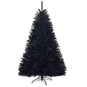 Goplus - Sapin de Noel Artificiel Noir, 1036/1258 Branches en pvc Ignifuge, Base en Metal, Arbre de Noel pour Decoration de Noel dans Maison,
