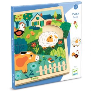 Djeco puzzle 15 pi&egrave;ces en bois : Puzzlo farm