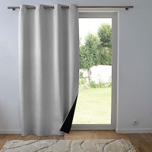 Rideau thermique phonique 140 x 260 cm 100% occultant/velours relief shadow Gris