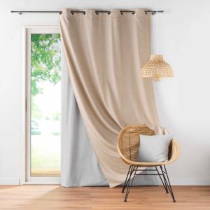 Douceur D'intérieur - Rideau à Oeillets avec Doublure Amovible (140 x 260 cm) Coverline Beige, Thermique & 100% Occultant