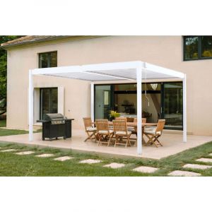 Pergola bioclimatique autoport&eacute;e piana 4x3m aluminium blanc - lames orientables