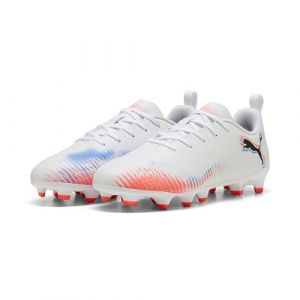 Puma Future 8 Play FG/AG Jr Chaussure de Football, Blanche, Noire, Rouge éclatante, 36 EU