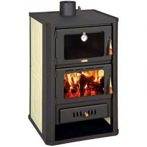 Thermopoêle à bois avec four PRITY FG W15 – 19,4 kW, Noir Graphite, Classe A, avec chaudière intégrée de 18 L