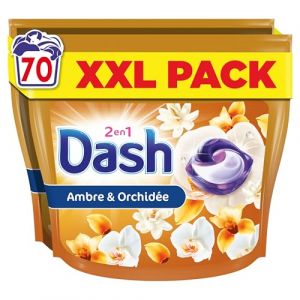 Dash 2en1 PODS, Lessive En Capsule, 70 Lavages, Souffle Pr&eacute;cieux, 3 SEMAINES DE FRA&Icirc;CHEUR* AVEC L&rsquo;ADOUCISSANT LENOR, Fabriqu&eacute;e En France 2in1