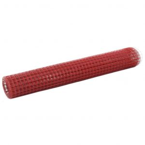 VidaXL Grillage Acier Et Rev¨ºtement En Pvc 25 X 1 M Carr¨¦ Rouge