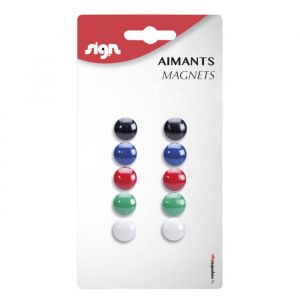Sign 10 aimants ronds ø 9 mm coloris assortis