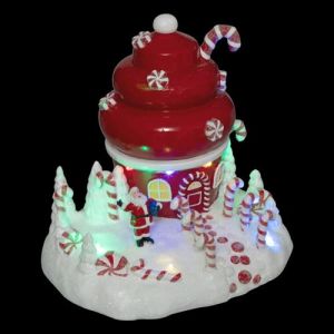 Village de Noël cupcake du Père-Noël lumineux - A pile, Rouge - Féeric lights and christmas