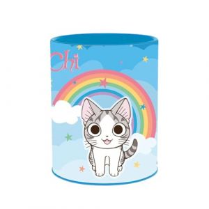 Quo Vadis Pot à crayons - Chi - Multicolore - 8x8x10,5 cm - Métal - Visuel arc en ciel multi chat