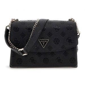 Guess Sac &agrave; &eacute;paule noir pour femme - Cresidia II Convertible Xbody Flap Bag Black Logo 326393