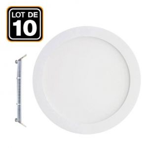 Europalamp 10 Spot Encastrable LED 12W Rond Extra-Plat - Blanc Chaud 2700K - Blanc Chaud 2700K