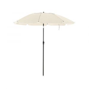 Parasol de jardin diamètre 2 m ombrelle protection UPS 50+ inclinable portable résistant au vent baleines en fibre de verre avec sac beige 12_0001818