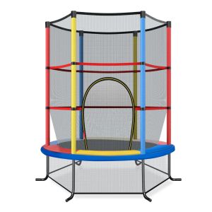 Coast Trampoline pour enfants 165x165x161 cm - Trampoline pour enfants avec filet de sécurité, coussin de saut et pieds courbés - Multicolore - Convient pour l'intérieur et l'extérieur