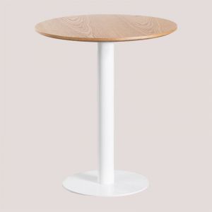 Table de Bar Ronde en Placage de Frêne Frappe SKLUM BLANC Ø70 cm 74,5 cm