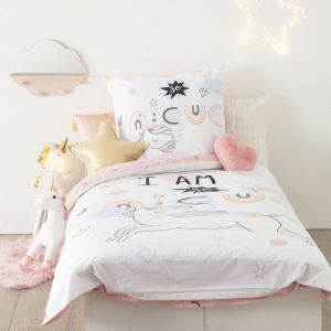 Atmosphera Kids Atmosphera - Parure de couette 140 x 200 licorne r&eacute;versible 100% coton / 57 fils/cm&sup2; - motifs