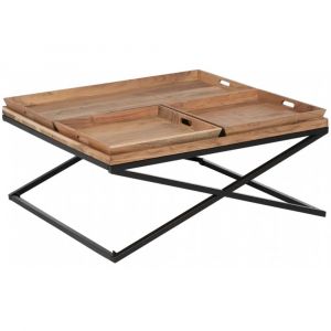 Ixia Table basse bois de manguier et fer 85x85cm