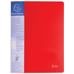 Exacompta Lot de 12 protège-documents en polypropylène rigide avec porte-étiquette 3 faces up line opaque 80 vues - A4 - Rouge - 88405E