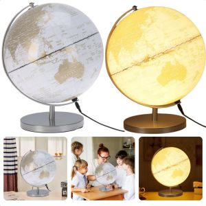 Cheqo Lampe Globe 31 cm - Globe LED avec éclairage - Or blanc - Lampe Globe USB décorative