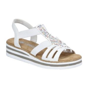 Rieker Femme V0240 Sandales compensées, Blanc, 37 EU