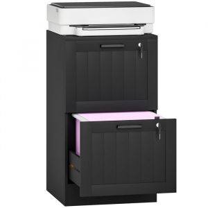 Homcom Caisson bureau - 2 tiroirs et serrures - barres de suspension réglables pour dossiers A4 et lettre - 40 x 40 x 71 cm -