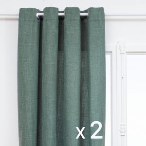 Atmosphera Lot de 2 Rideaux à œillet Tissu Vert Tilleul 140 x 260 cm