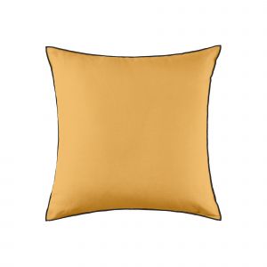 Housse de coussin 50x50 cm Ocre et bourdon noir en Lin