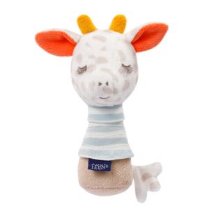 Fehn 053128 Hochet Bâton Girafe - Jouet pour Bébé avec Hochet et Broderies Phosphorescentes - Pour Bébés et Tout-Petits dès 0 Mois - Taille 14 cm