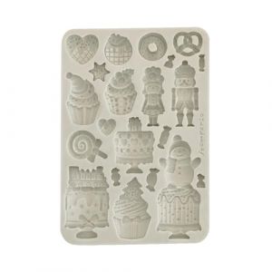 Stamperia - Silicon Mould A5 for Scrapbooking, Bullet Journals and More, Non-Stick Surface, Suitable for Air-Dry Clay, Resin and More, Perfect for Crafts and Gifting (Candy Christmas, Cakes)