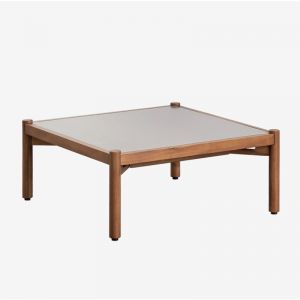 Table basse de jardin en ciment et bois d'acacia Gamila SKLUM Gris 70 x 70 cm