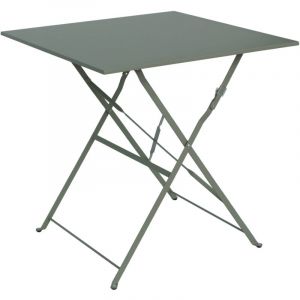 Table jardin bistrot carr&eacute;e pliable 70x70cm 2 places en acier thermolaqu&eacute;