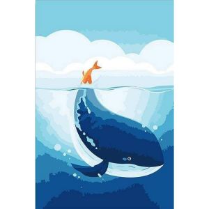 Peinture au numéro : Baleine bleue - sans châssis en bois