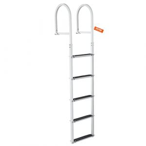 VEVOR Échelle de Quai, 5 marches Amovibles, échelle de Ponton en Alliage d'aluminium, Charge 500 LB 226 kg, Marche 78 mm Tapis antidérapant Caoutchouc pour embarquement à Bord de Bateau, lac, Piscine