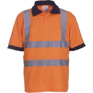 Yoko Polo haute visibilit&eacute; manches courtes HI VIZ Orange Fluo S