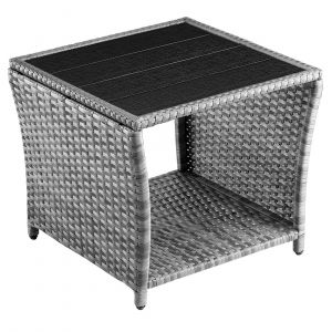 Image de Table d'appoint gris 45x45x40cm en polyrotin et WPC