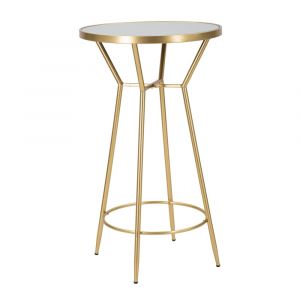 Table de bar en métal doré avec plateau en verre miroir Ø 60x105 cm