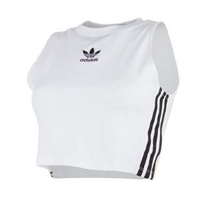 Adidas Crop Tank T- T-Shirt Femme, Blanc/Noir, 40