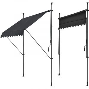 Store banne téléscopique acier polyester 300 x 120 x 200-300 cm noir 03_0008335