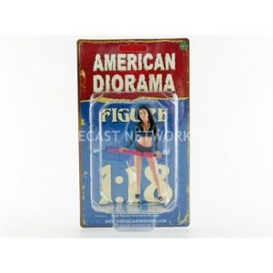 American Diorama Voiture Miniature de Collection 1-18 - FIGURINES Umbrella Girl I - Black / Rose - 77435