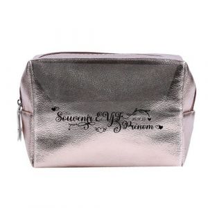 Grande trousse et pochette de maquillage Rose gold Taperso avec motif Souvenir EVJF personnalisee