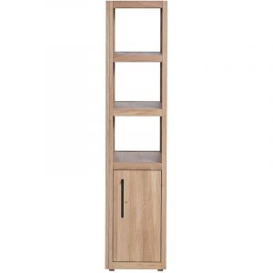 Hellin Colonne de salle de bain en chêne avec miroir 3 niche 1 porte
