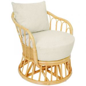 Nordlys - Fauteuil en Rotin Naturel et Tissu Beige