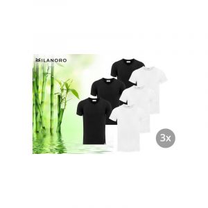 3 T-shirts en bambou doux - Noir - Col en V - XXL