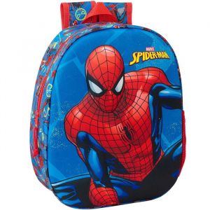 Safta SPIDERMAN 3D - Sac à dos d'école, avec design 3D, adaptable au chariot, idéal pour les enfants de différents âges, confortable et polyvalent, qualité et résistance, 27 x 10 x 33 cm, bleu marine