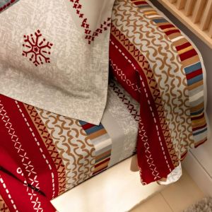 Taie de traversin flanelle C?UR DE FLOCON - rouge